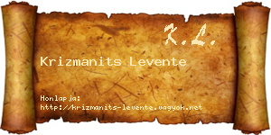 Krizmanits Levente névjegykártya